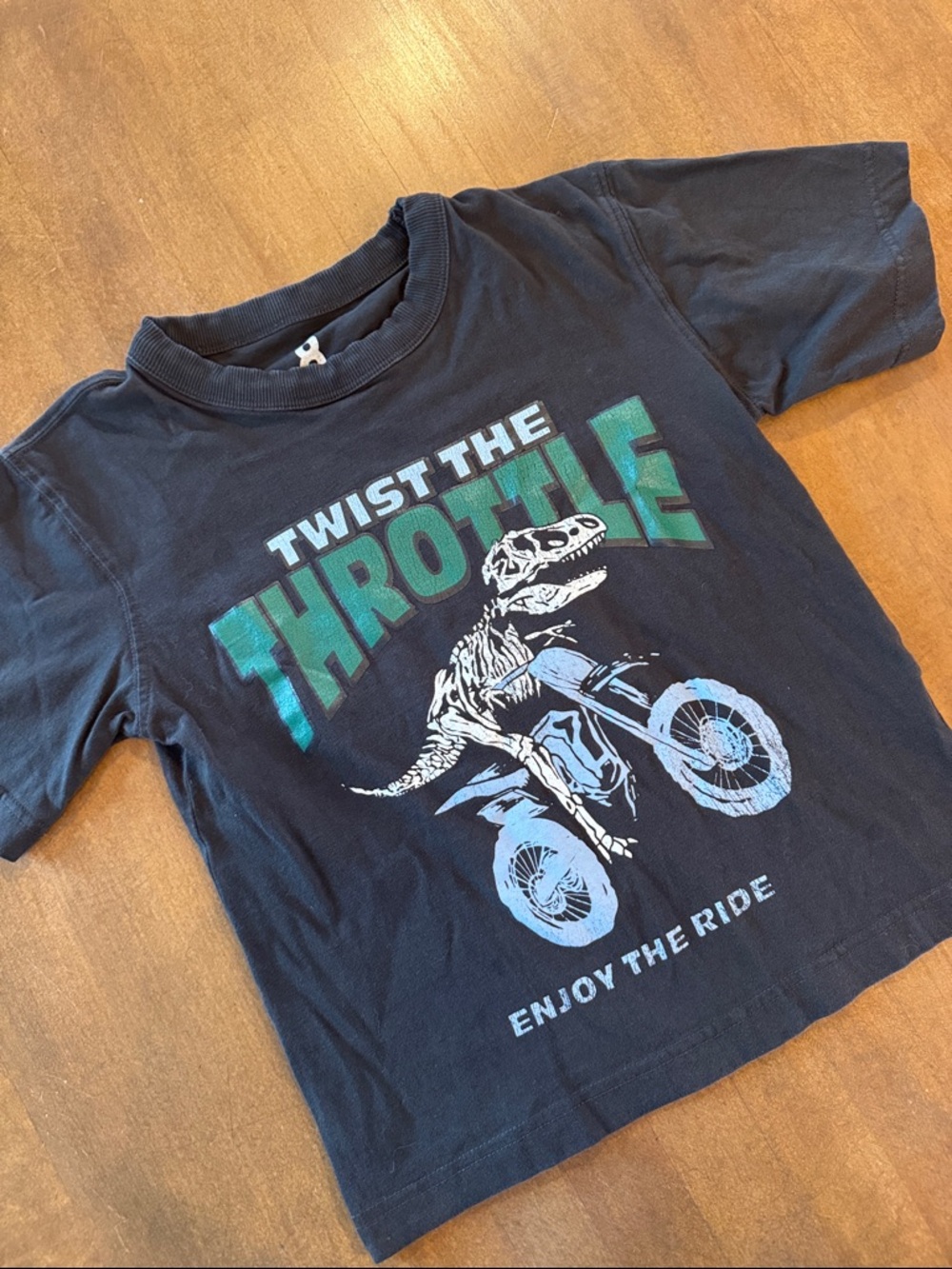 Boys black  'Twist the Throttle' Dino Motorcycle Graphic Tee